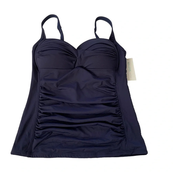 Sea Level Twist Front Multifit Tankini Swim Top Navy Size 8 NWT - Picture 6 of 10